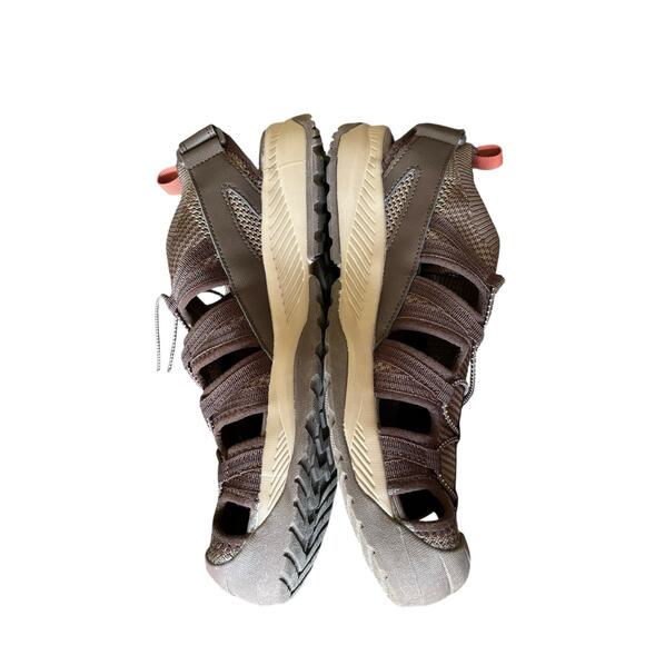 NWOB Eddie Bauer Yesler Fisherman Sandals Men 12M Brown Burgundy Leather Comfort - Picture 4 of 7